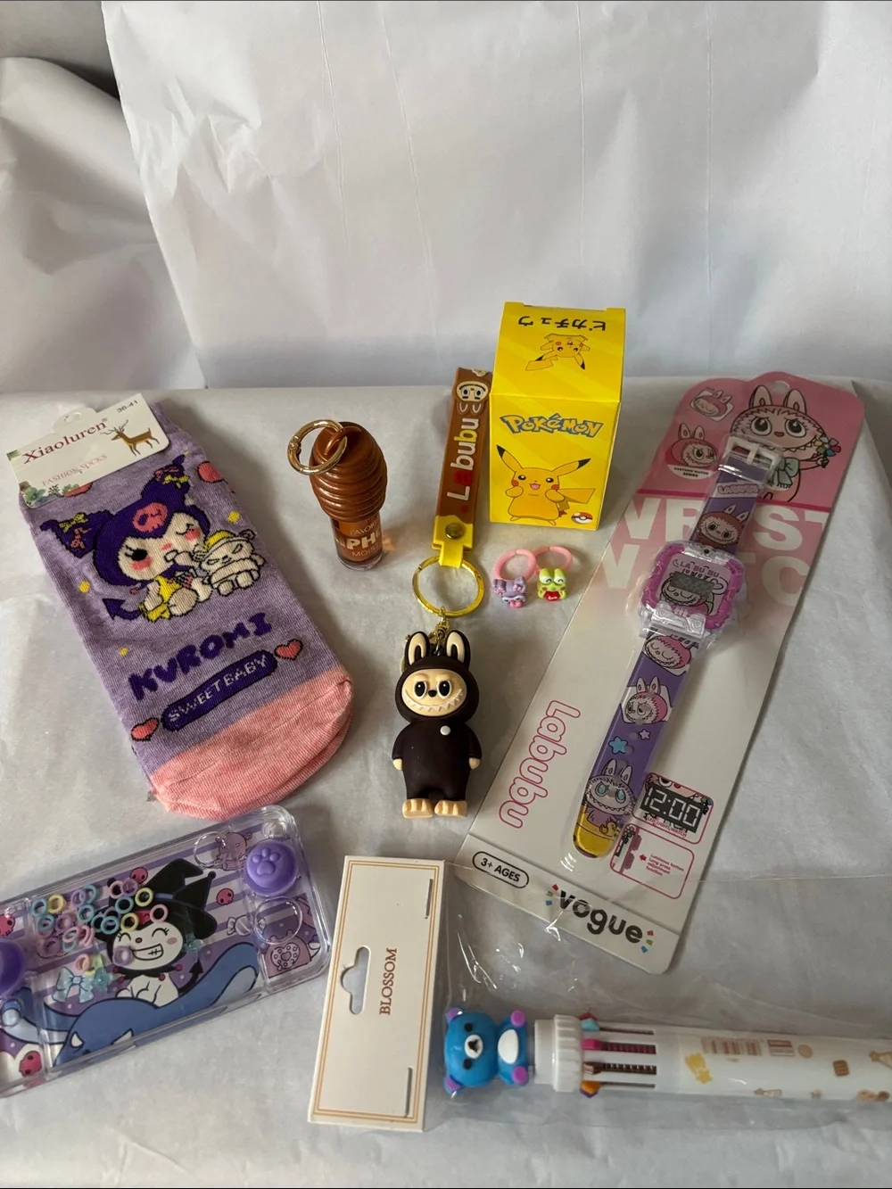 Purple Cartoon Character Kids Socks and Accessories Bundle